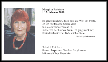Traueranzeige von Margitta Reicharz von Rheinische Post