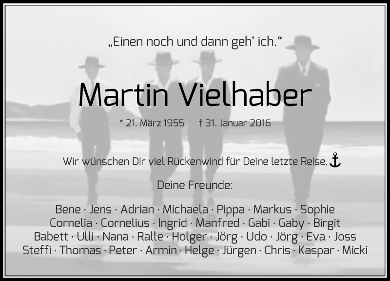  Traueranzeige für Martin Vielhaber vom 06.02.2016 aus Rheinische Post