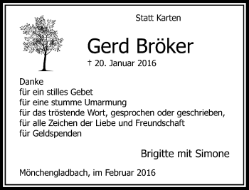 Traueranzeige von Gerd Bröker von Rheinische Post