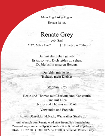 Traueranzeige von Renate Grey von Rheinische Post