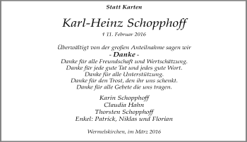 Traueranzeige von Karl-Heinz Schopphoff von Rheinische Post