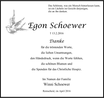 Traueranzeige von Egon Schoewer von Rheinische Post