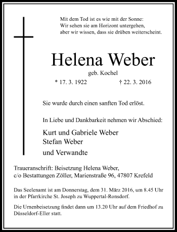 Traueranzeige von Helena Weber von Rheinische Post