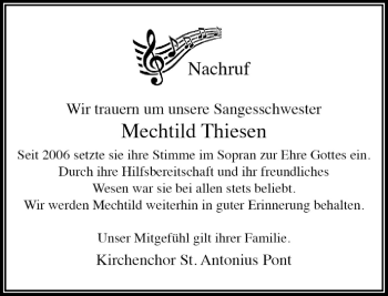Traueranzeige von Mechtild Thiesen von Rheinische Post