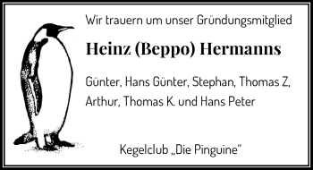 Traueranzeige von Heinz Hermanns von Rheinische Post