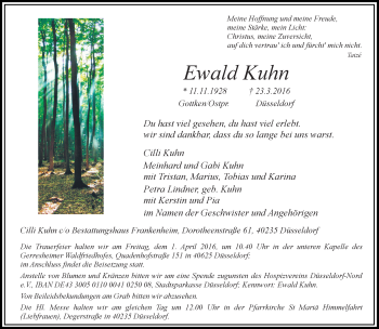 Traueranzeige von Ewald Kuhn von Rheinische Post