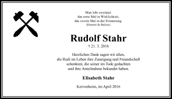 Traueranzeige von Rudolf Stahr von Rheinische Post