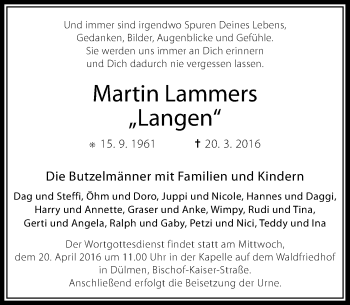 Traueranzeige von Martin Lammers von Rheinische Post