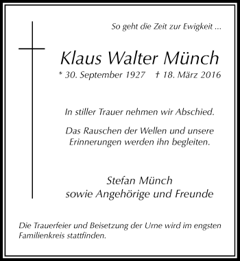 Traueranzeige von Klaus Walter Münch von Rheinische Post