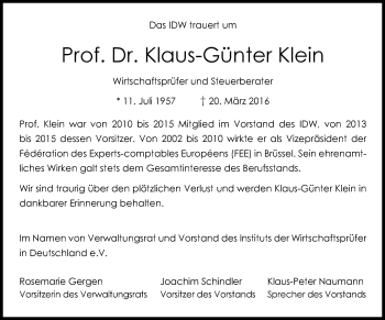 Traueranzeige von Klaus-Günter Klein von Rheinische Post