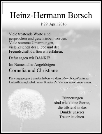 Traueranzeige von Heinz-Hermann Borsch von Rheinische Post