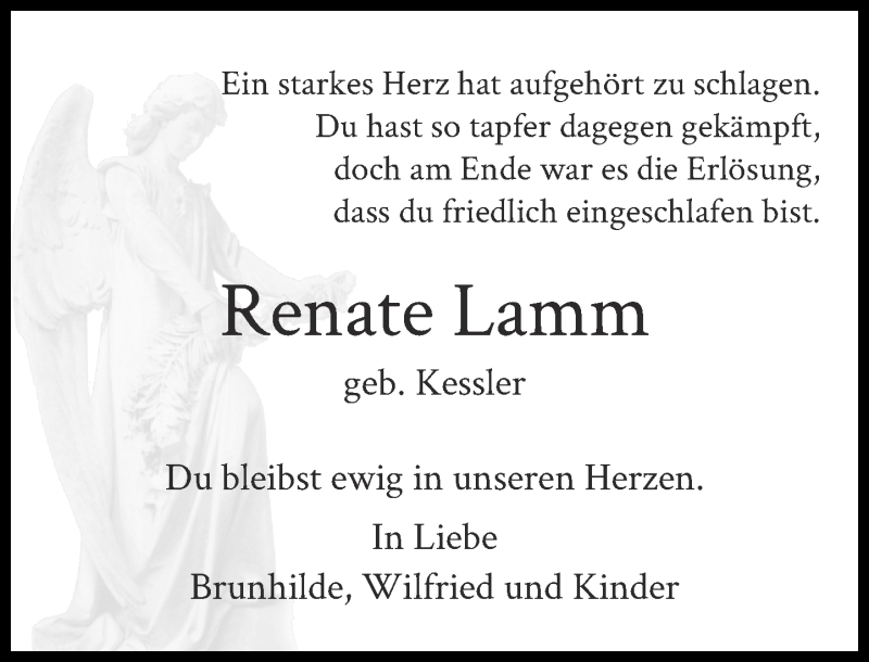  Traueranzeige für Renate Lamm vom 04.05.2016 aus Rheinische Post