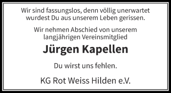 Traueranzeige von Jürgen Kapellen von Rheinische Post