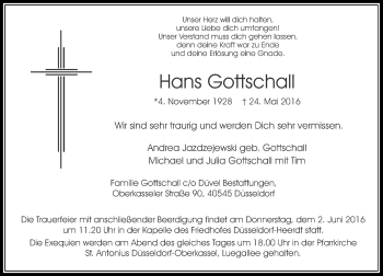 Traueranzeige von Hans Gottschall von Rheinische Post