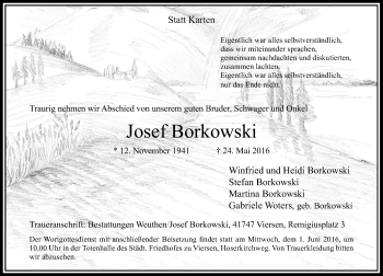 Traueranzeige von Josef Borkowski von Rheinische Post