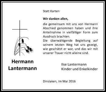 Traueranzeige von Hermann Lantermann von Rheinische Post