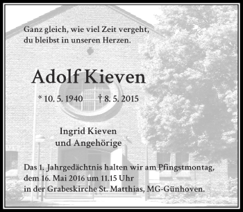 Traueranzeige von Adolf Kieven von Rheinische Post