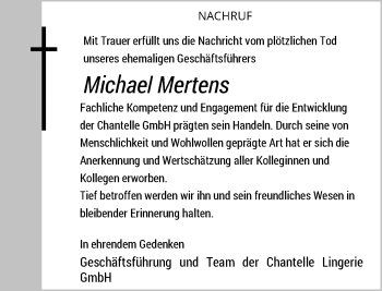 Traueranzeige von Michael Mertens von Rheinische Post