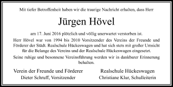 Traueranzeige von Jürgen Hövel von Rheinische Post