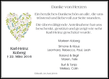 Traueranzeige von Karl-Heinz Koberg von Rheinische Post