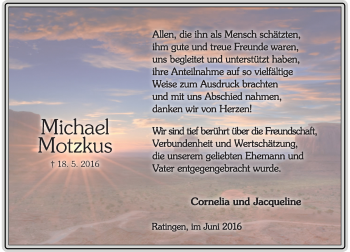 Traueranzeige von Michael Motzkus von Rheinische Post