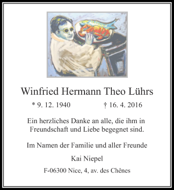 Traueranzeige von Winfried Hermann Theo Lührs von Rheinische Post