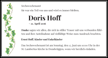 Traueranzeige von Doris Hoff von Rheinische Post