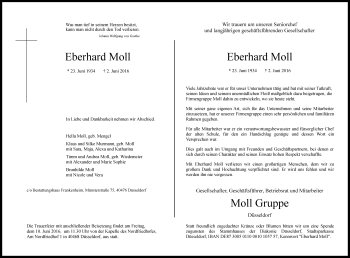 Traueranzeige von Eberhard Moll von Rheinische Post