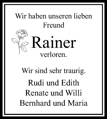 Traueranzeige von Rainer  von Rheinische Post