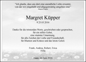 Traueranzeige von Margret Küpper von Rheinische Post
