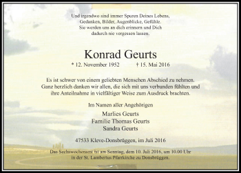 Traueranzeige von Konrad Geurts von Rheinische Post
