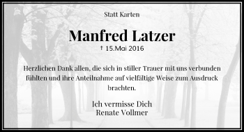 Traueranzeige von Manfred Latzer von Rheinische Post