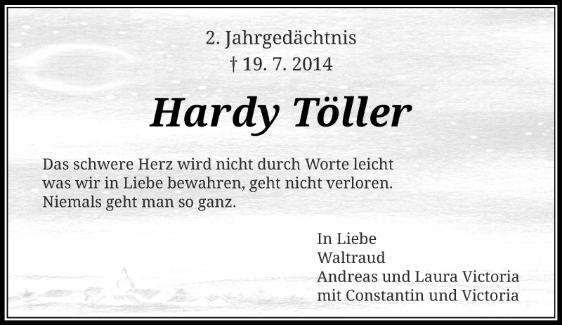  Traueranzeige für Hardy Töller vom 23.07.2016 aus Rheinische Post