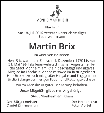 Traueranzeige von Martin Brix von Rheinische Post