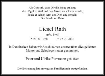 Traueranzeige von Liesel Rath von Rheinische Post