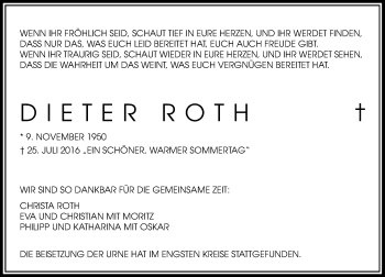 Traueranzeige von Dieter Roth von Rheinische Post