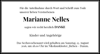 Traueranzeige von Marianne Nelles von Rheinische Post