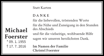 Traueranzeige von Michael Foerster von Rheinische Post
