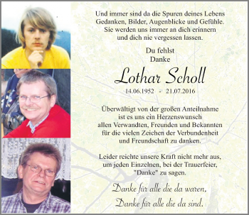 Traueranzeige von Lothar Scholl von Rheinische Post