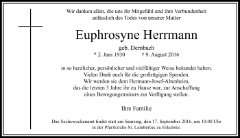 Traueranzeige von Euphrosyne Herrmann von Rheinische Post
