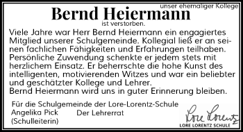 Traueranzeige von Bernd Heiermann von Rheinische Post