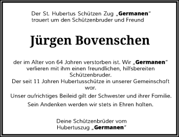 Traueranzeige von Jürgen Bovenschen von Rheinische Post