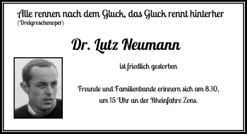 Traueranzeige von Lutz Neumann von Rheinische Post