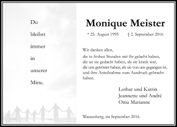 Traueranzeige von Monique Meister von Rheinische Post