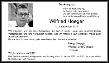 Traueranzeige von Wilfried Hoeger von Rheinische Post