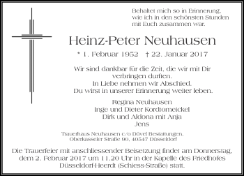 Traueranzeige von Heinz-Peter Neuhausen von Rheinische Post