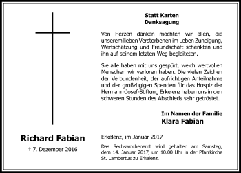 Traueranzeige von Richard Fabian von Rheinische Post