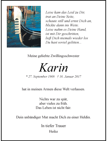 Traueranzeige von Karin  von Rheinische Post