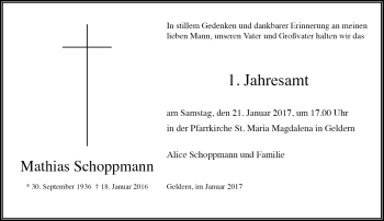 Traueranzeige von Mathias Schoppmann von Rheinische Post