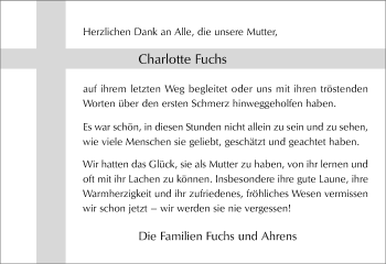 Traueranzeige von Charlotte Fuchs von Rheinische Post